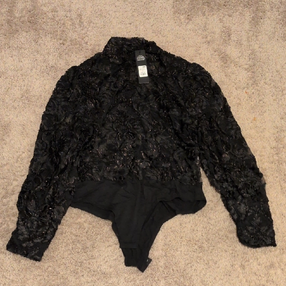 Fashion Nova Black Lace Bodysuit